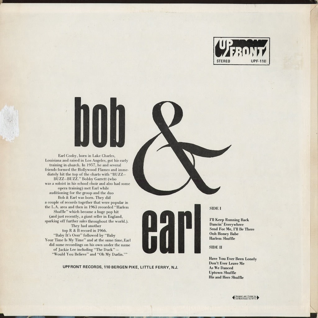 Bob & Earl - Bob & Earl (UPF 118) 1969 US Up Front｜中古LP