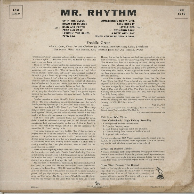 Freddie Green / フレディー・グリーン / Mr. Rhythm (LPM-1210)