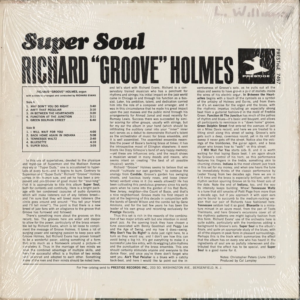 Richard Groove Holmes - Super Soul (PRST 7497) 1967 US Prestige｜中古LP