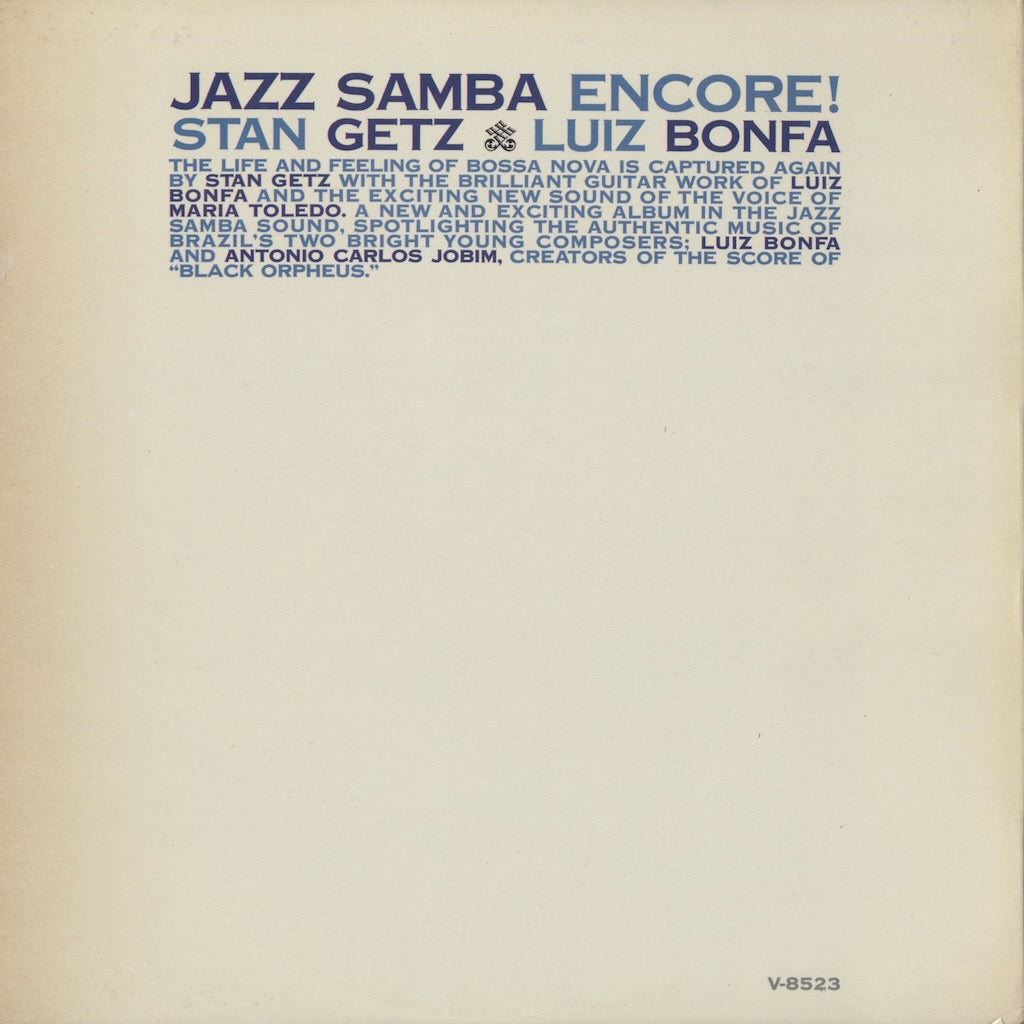 Stan Getz / Luiz Bonfa - Jazz Samba Encore! (V-8523) LP 1963 US Verve | 中古LP