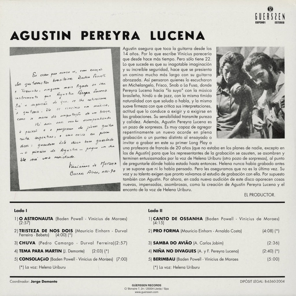 Agustin Pereyra Lucena – Agustin Pereyra Lucena (1970) (GUPEN01) 2008 SPA Guerssen | 中古LP