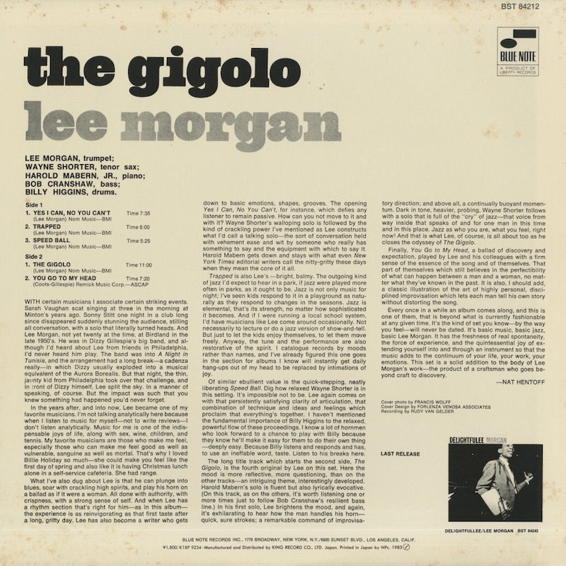 Lee Morgan / リー・モーガン / The Gigolo (K18P-9234)