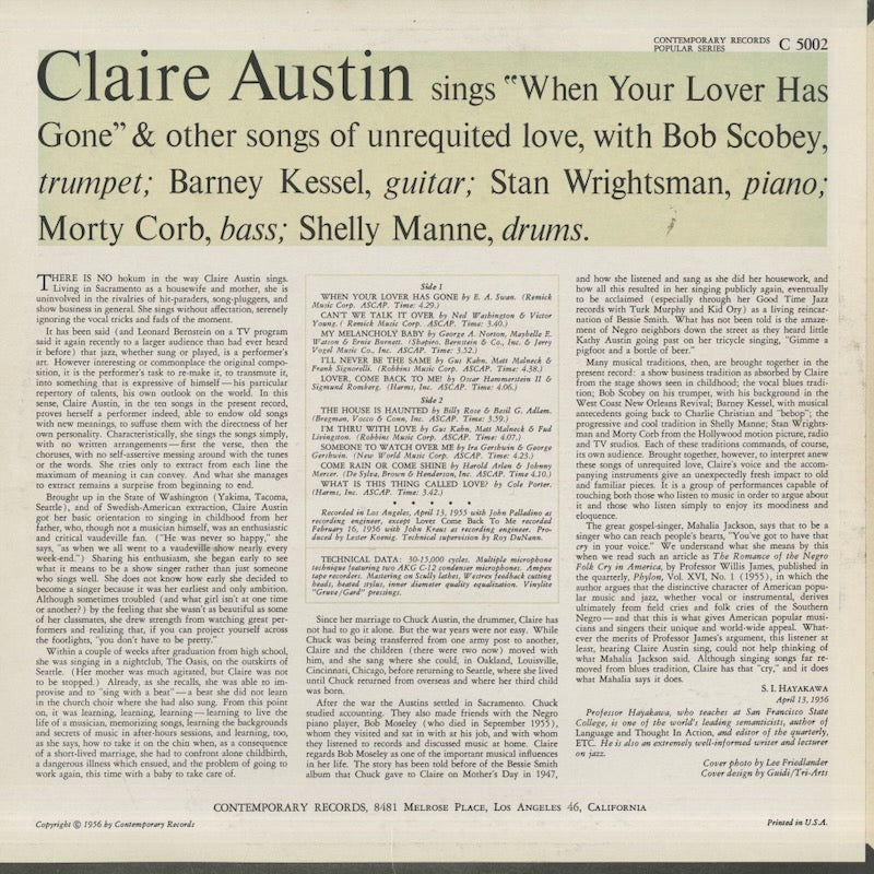 Claire Austin / クレア・オースティン / When Your Lover Has Gone (C5002)
