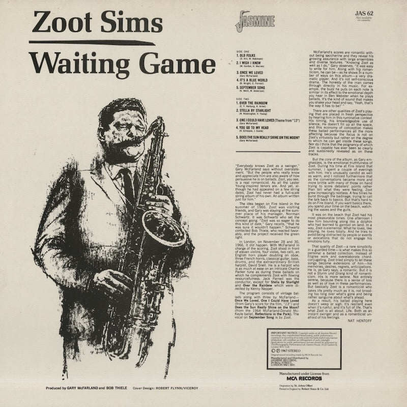 Zoot Sims / ズート・シムズ / Waiting Game (JAS 62) – VOXMUSIC WEBSHOP