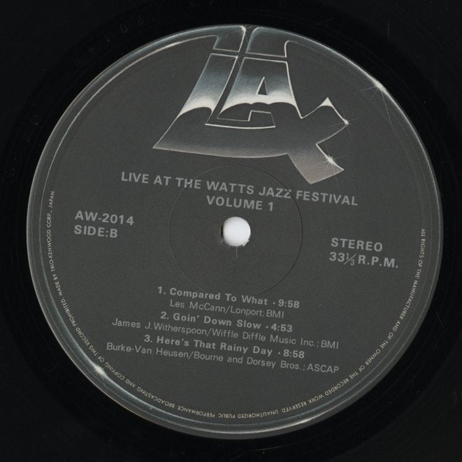 Willie Bobo, Jimmy Witherspoon, Gene Ammons etc... / Live At The Watts Jazz Festival - Volume 1  (AW-2014)