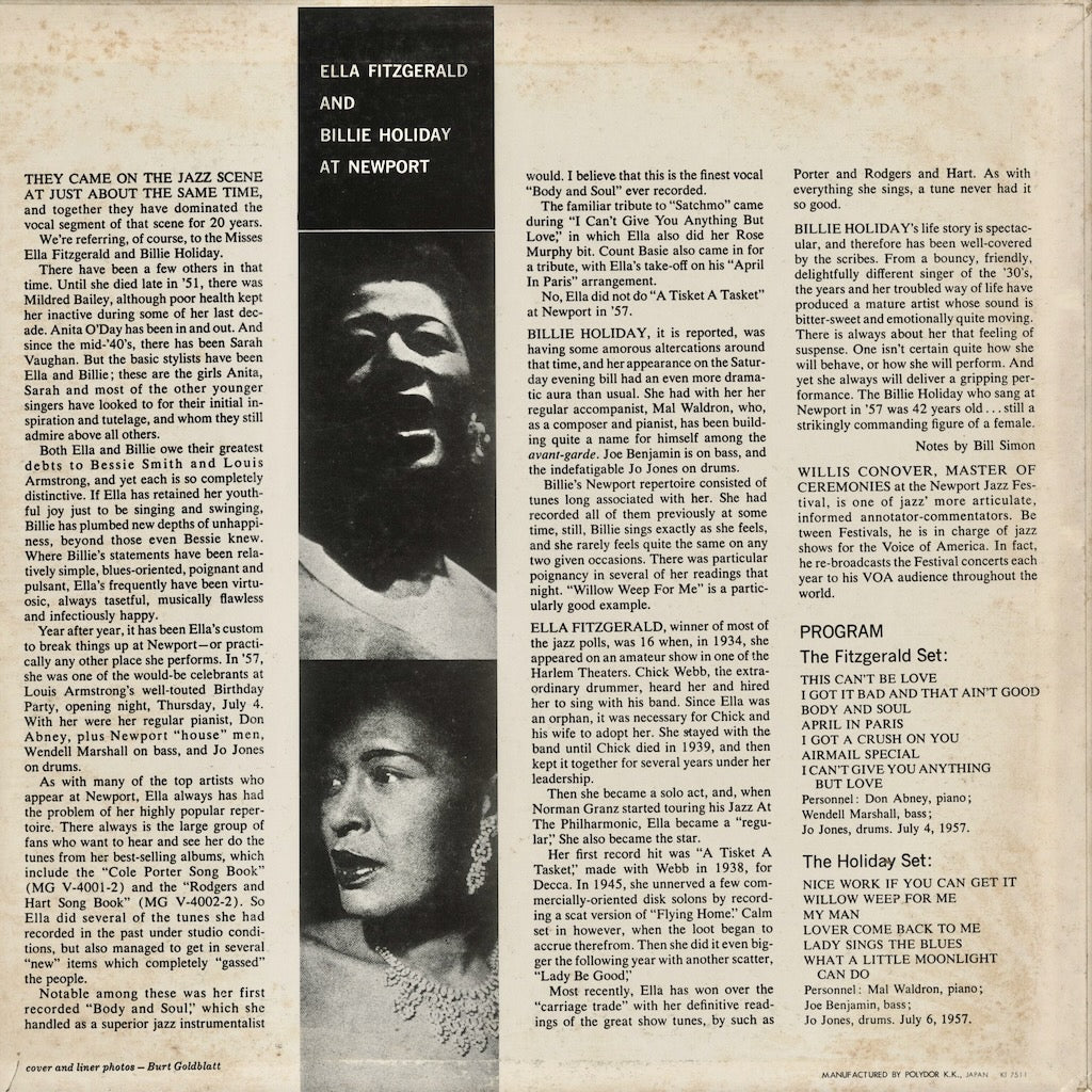 Ella Fitzgerald & Billie Holiday - At Newport (MV 2576) LP 1975 JPN Verve / Polydor｜中古LP