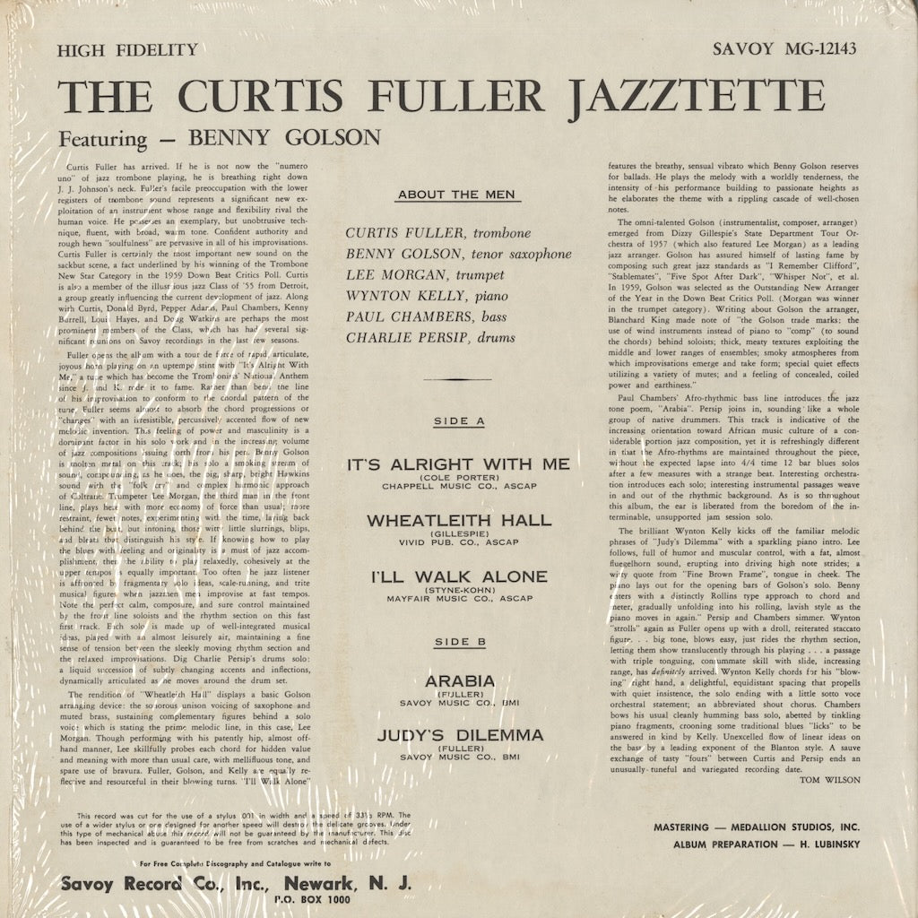 Curtis Fuller / カーティス・フラー / The Curtis Fuller Jazztet (MG-12143)