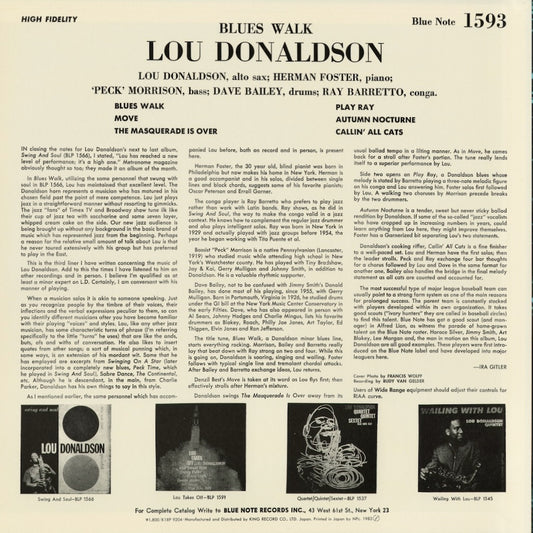Lou Donaldson - Blues Walk (K18P-9204) 1983 JPN Blue Note｜中古LP
