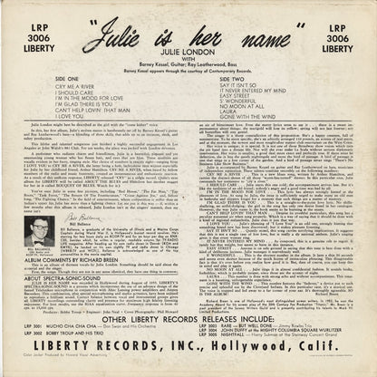 Julie London – Julie Is Her Name (LRP 3006) LP 1955 US Liberty | 中古LP