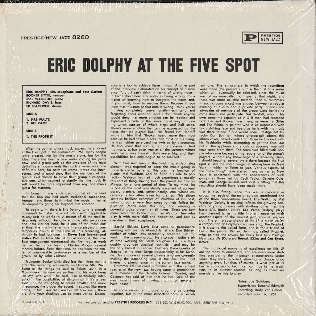 NJ 8260 Eric Dolphy At The Five Spot Vol.1 中古レコード 通販