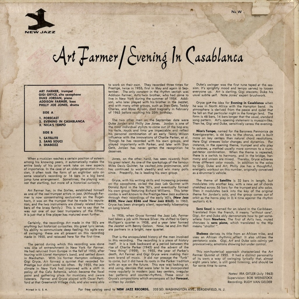アート・ファーマー / Art Farmer『Evening In Casablanca』(NJLP 8289