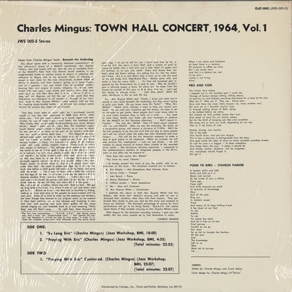 Charles Mingus / チャールズ・ミンガス / Town Hall Concert (OJC-042)