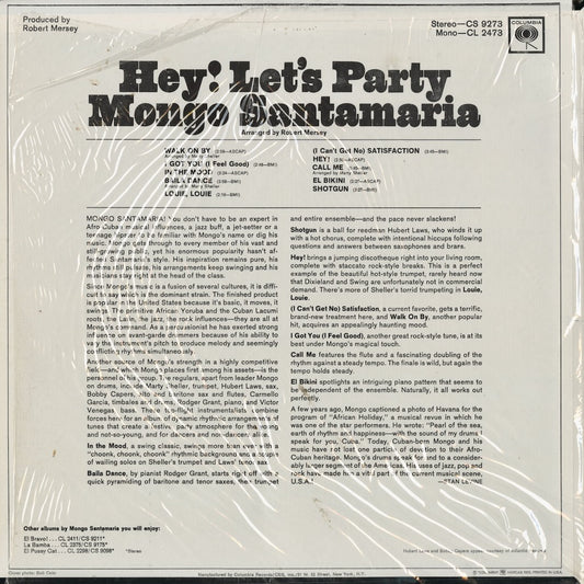 Mongo Santamaria – Hey! Let's Party (CS 9273) LP 1967 US Columbia｜中古LP