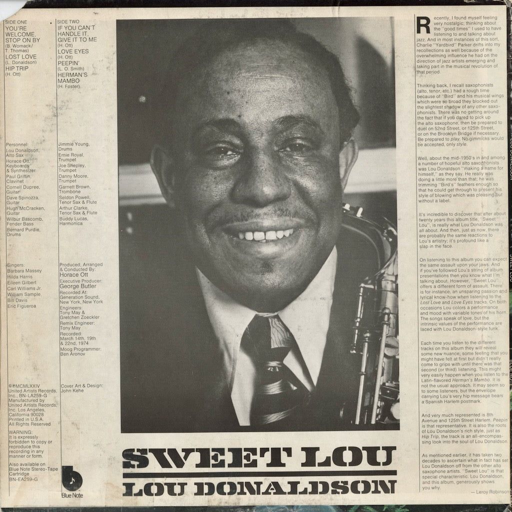 Lou Donaldson – Sweet Lou (BN-LA259-G) LP 1974 US Blue Note｜中古LP