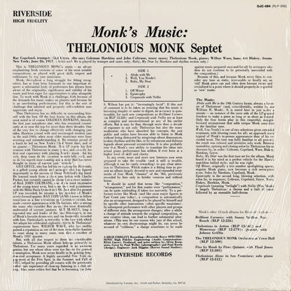 Thelonious Monk - Monk's Music (OJC-084) 1983 US Riverside / OJC｜中古LP
