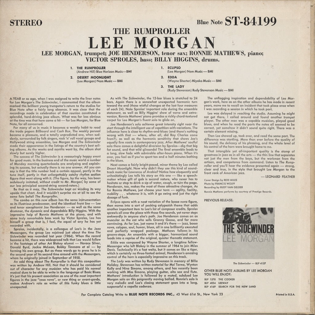 Lee Morgan / リー・モーガン / The Rumproller (BST 84199)