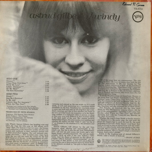 Astrud Gilberto - Windy (V6-8754) 1968 US Verve｜中古LP