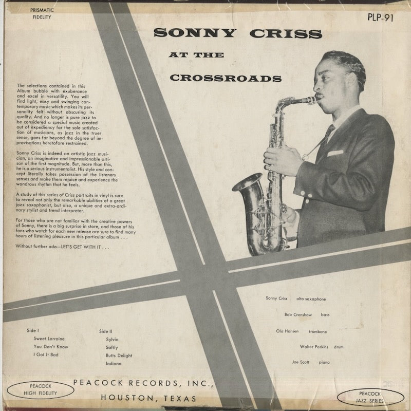 Sonny Criss / ソニー・クリス / At The Crossroads with Sonny Criss (PLP-91)