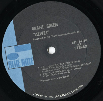 Grant Green / グラント・グリーン / Alive! (BST-84360) US Blue Note Liberty 青黒Lbl.