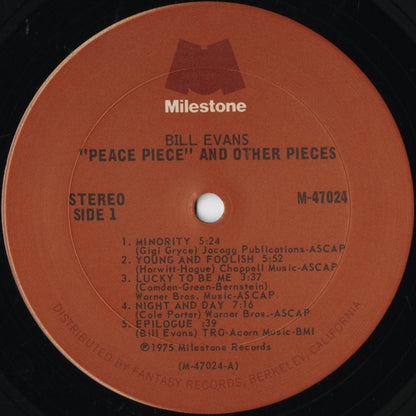 Bill Evans / ビル・エヴァンス / Peace Piece And Other Pieces (M-47024)