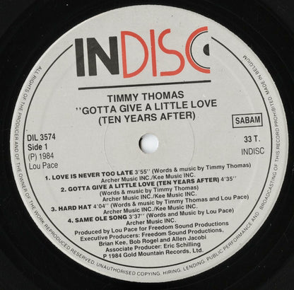 Timmy Thomas - Gotta Give A Little Love (Ten Years After) (DIL 3574) LP 1984 BEL INDISC/Gold Mountain｜中古LP
