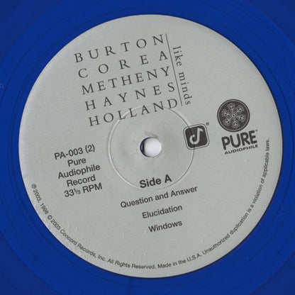 Burton - Corea - Metheny - Haynes - Holland / Like Minds (PA-003) 180g重量盤 2LP ブルー・ヴァイナル