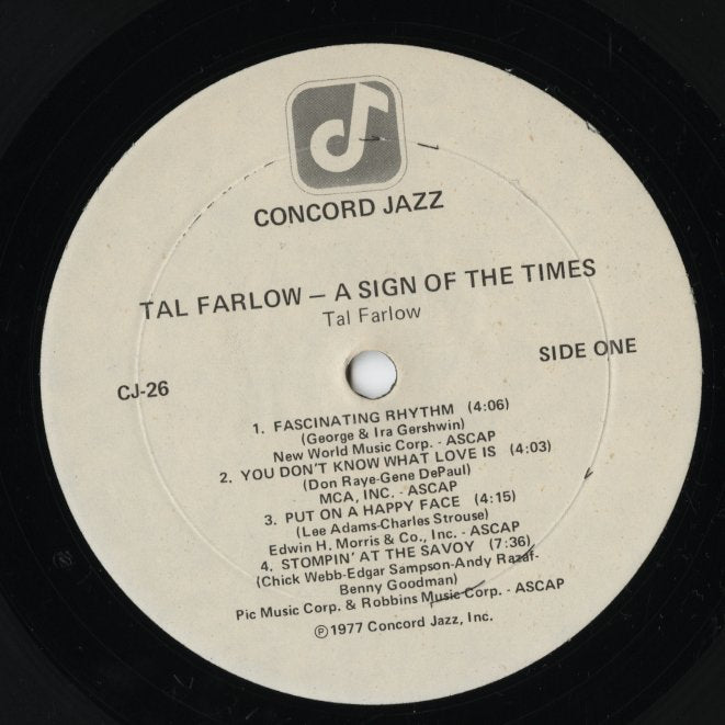 Tal Farlow - A Sign Of The Times LP 1977 US Concord Jazz ジャズ