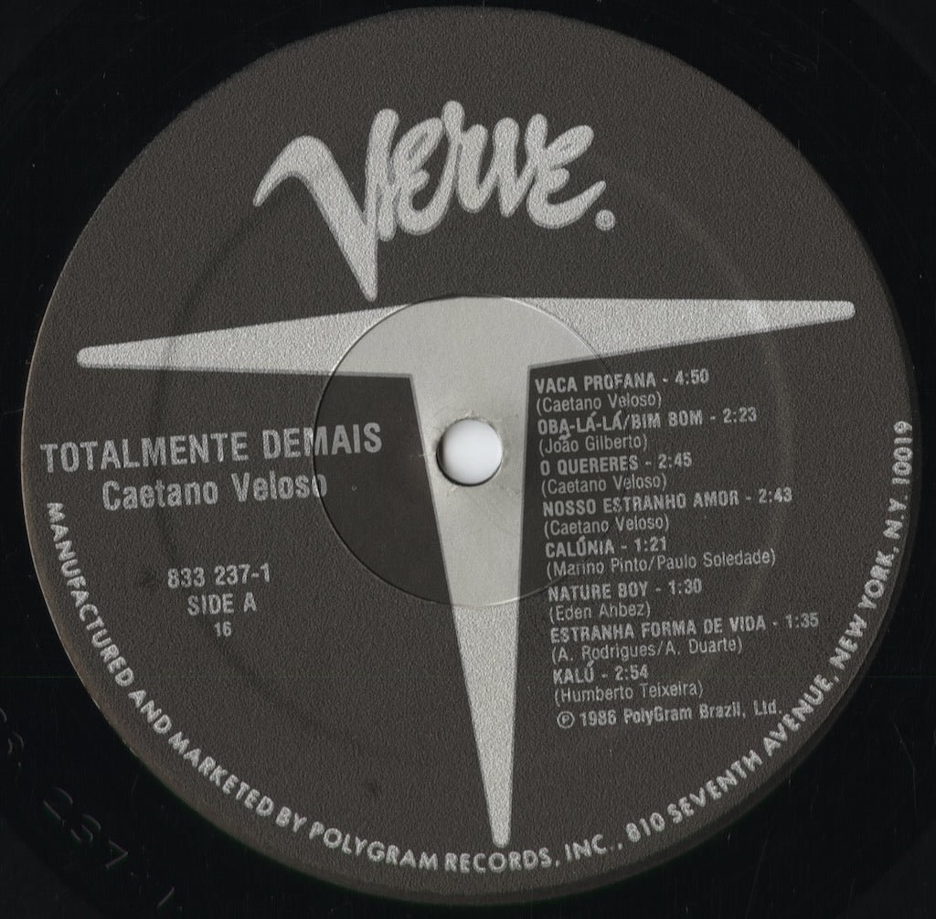 Caetano Veloso - Totalmente Demais (833 237-1) 1987 US Verve｜中古LP