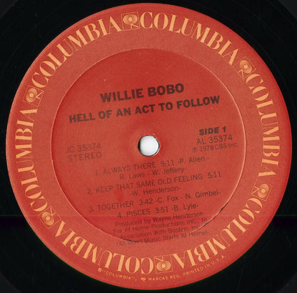 Willie Bobo - Hell Of An Act To Follow (JC 35374) 1978 US Columbia｜中古LP