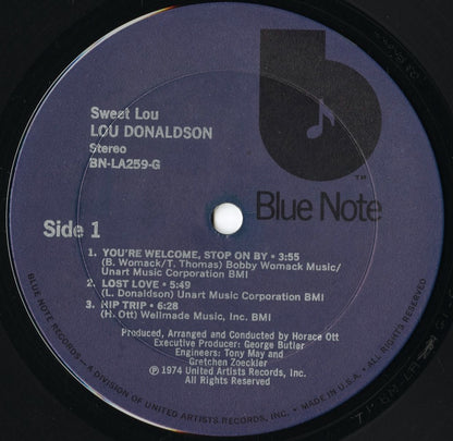 Lou Donaldson – Sweet Lou (BN-LA259-G) LP 1974 US Blue Note｜中古LP
