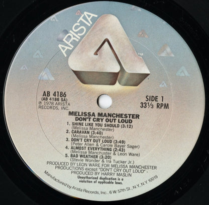 Melissa Manchester / メリッサ・マンチェスター / Don't Cry Out Loud (AB4186)