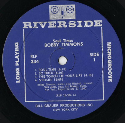 Bobby Timmons - Soul Time (RLP 334) 1960 US Riverside｜中古LP