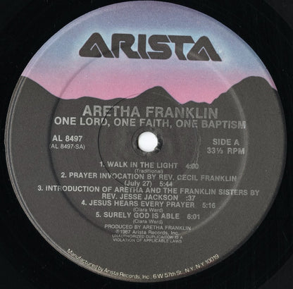 Aretha Franklin – One Lord One Faith One Baptism -2LP (AL-8497) LP 1987 US Arista｜中古LP