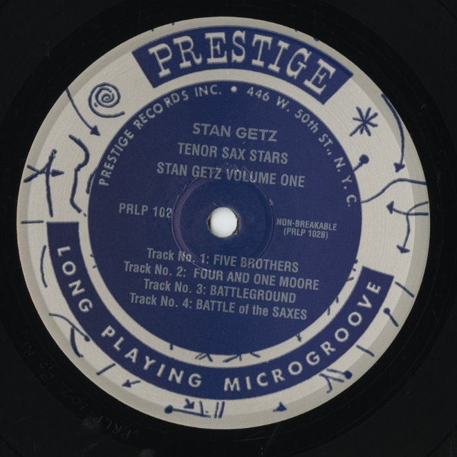 Stan Getz / スタン・ゲッツ / Stan Getz Tenor Sax Stars – Volume One (PRLP 102)