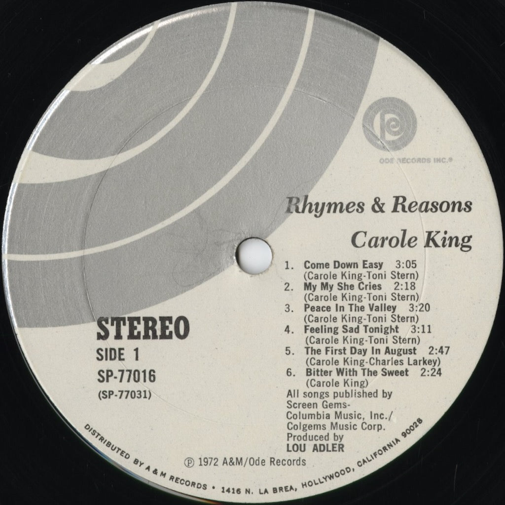Carole King - Rhymes And Reasons (SP-77016) 1972 US Ode｜中古LP