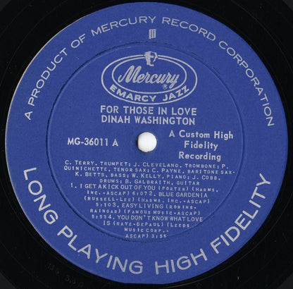 Dinah Washington - For Those In Love (MG-36011) LP 1950’s US Mercury/EmArcy｜中古LP