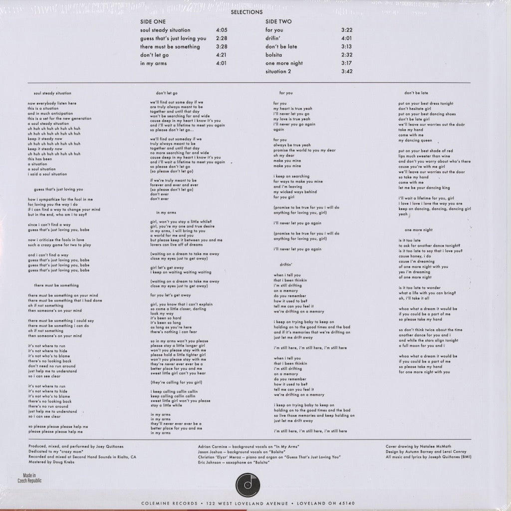 Joey Quiñones – Inna Soul Steady Situation (CLMN 12047) 2026 US Colemine｜新品LP