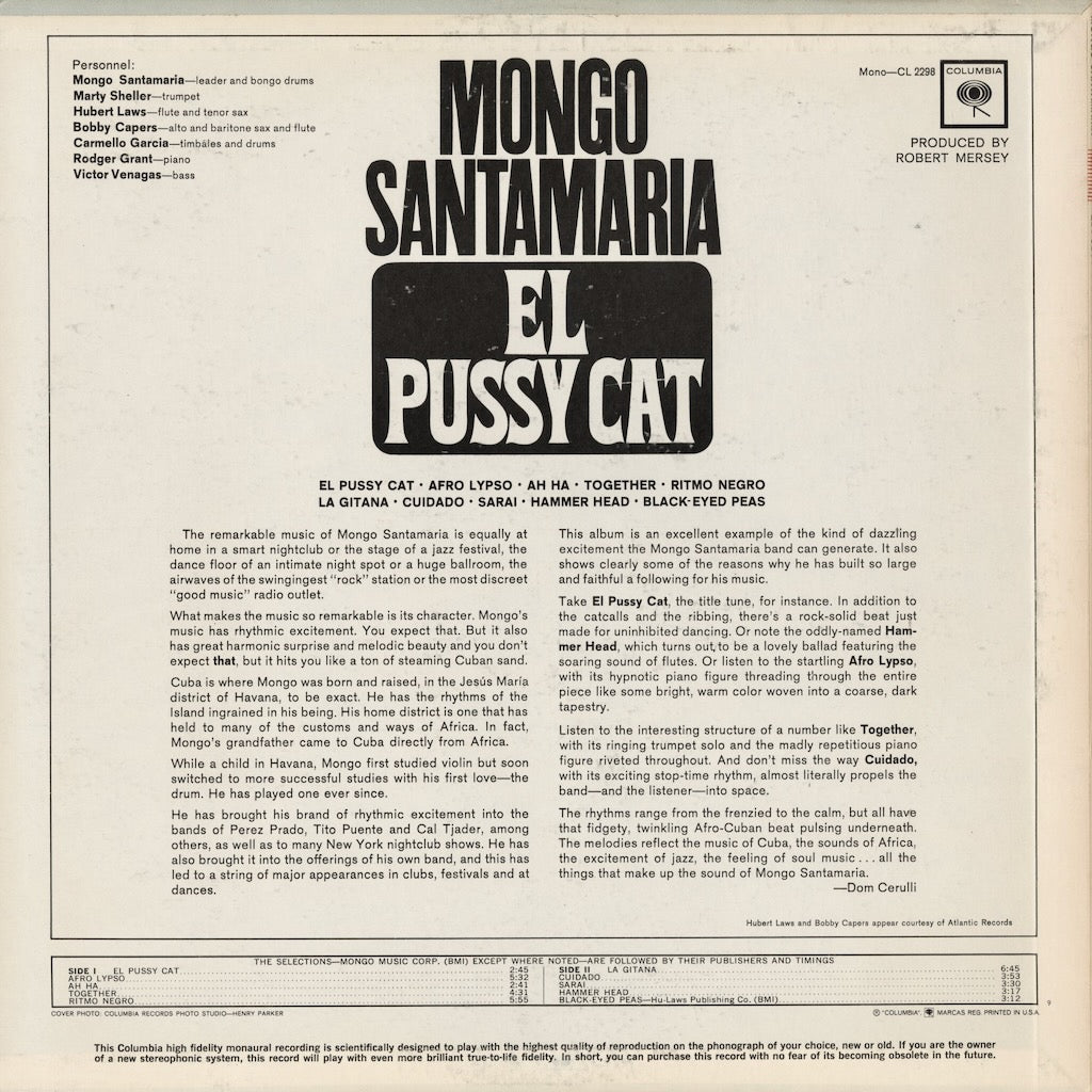 Mongo Santamaria – El Pussy Cat (CL2298) LP 1965 US Columbia | 中古LP