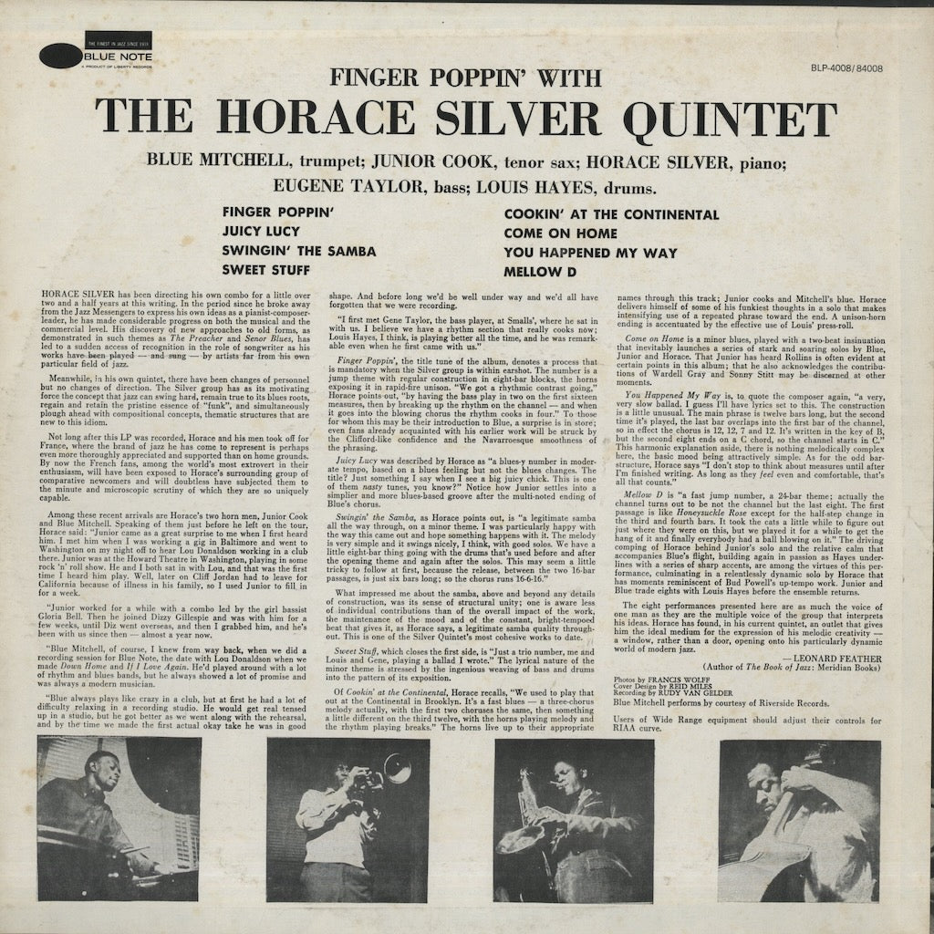 Horace Silver / ホレス・シルヴァー / Finger Poppin' With The Horace Silver Quintet (BST 84008)