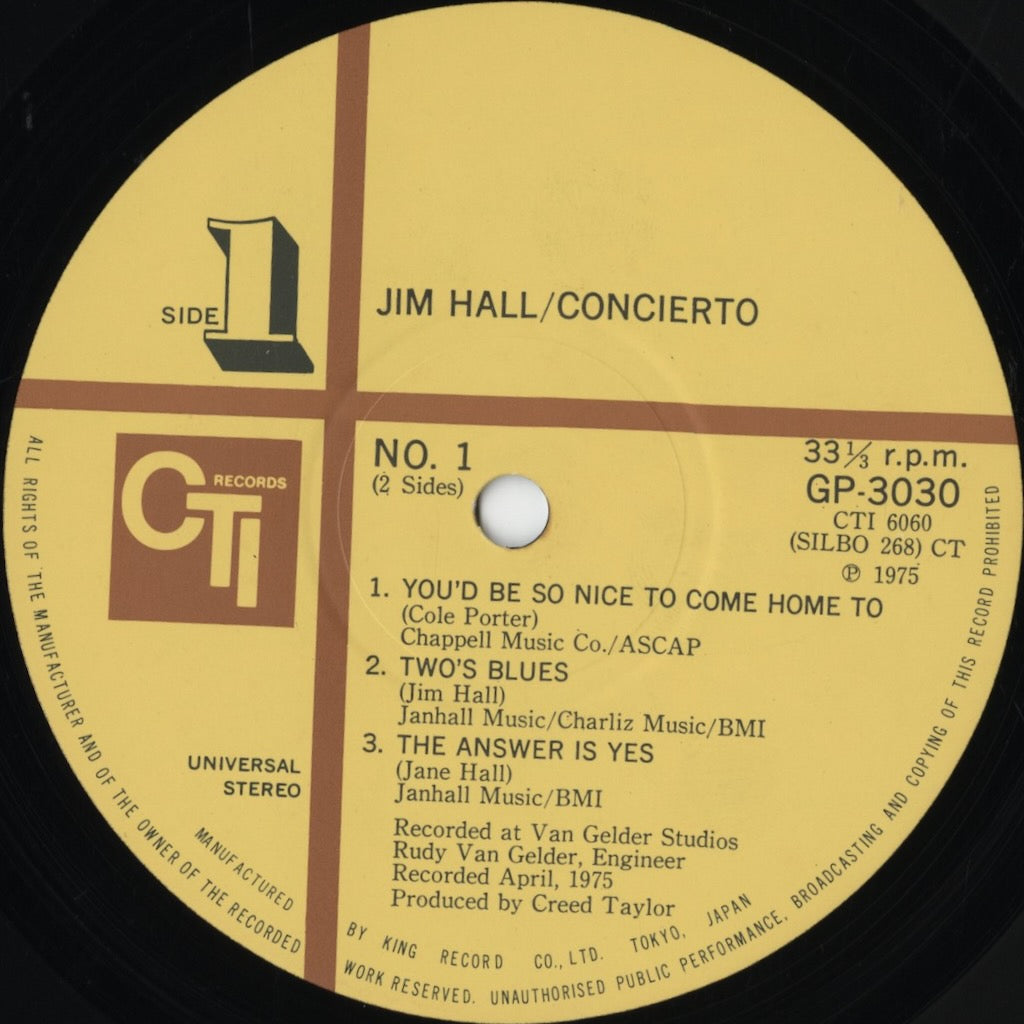 Jim Hall / ジム・ホール / Concierto (GP 3030) – VOXMUSIC WEBSHOP