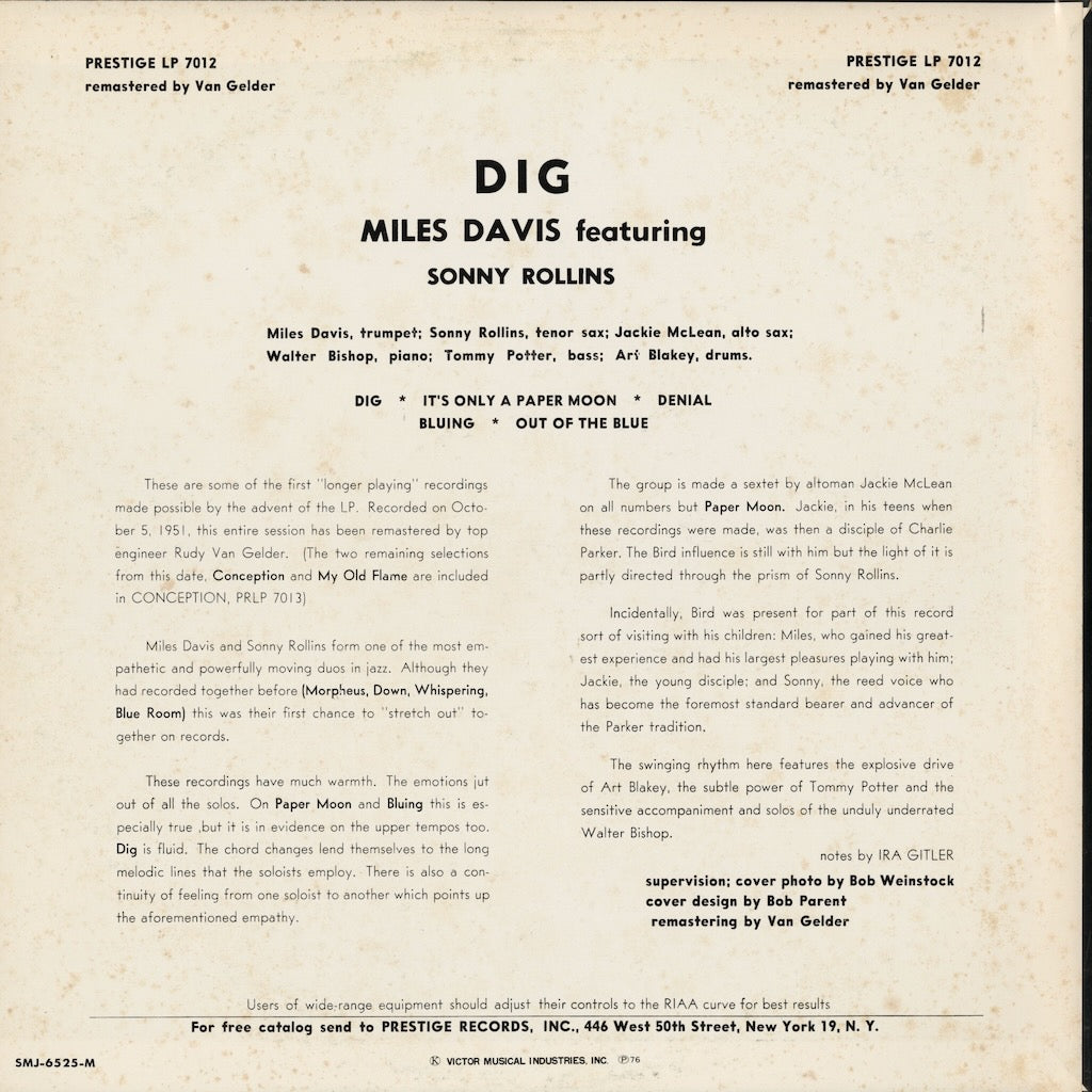 Miles Davis / マイルス・デイヴィス / Dig (SMJ-6525(M))