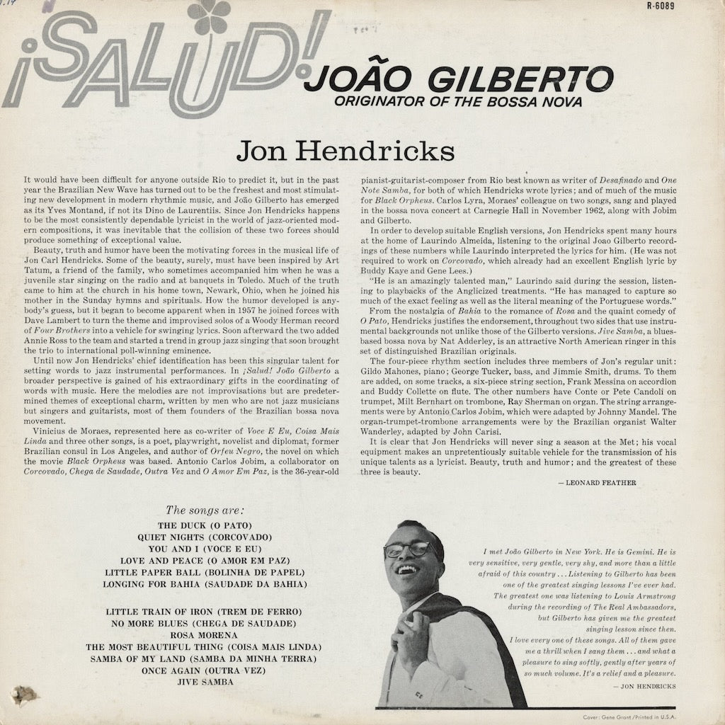 Jon Hendricks – Salud! Joao Gilberto (R-6089) LP 1963 US Reprise | 中古LP