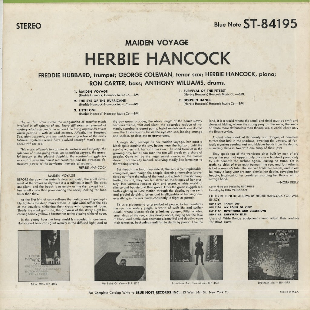 Herbie Hancock / ハービー・ハンコック / Maiden Voyage (BST 84195)