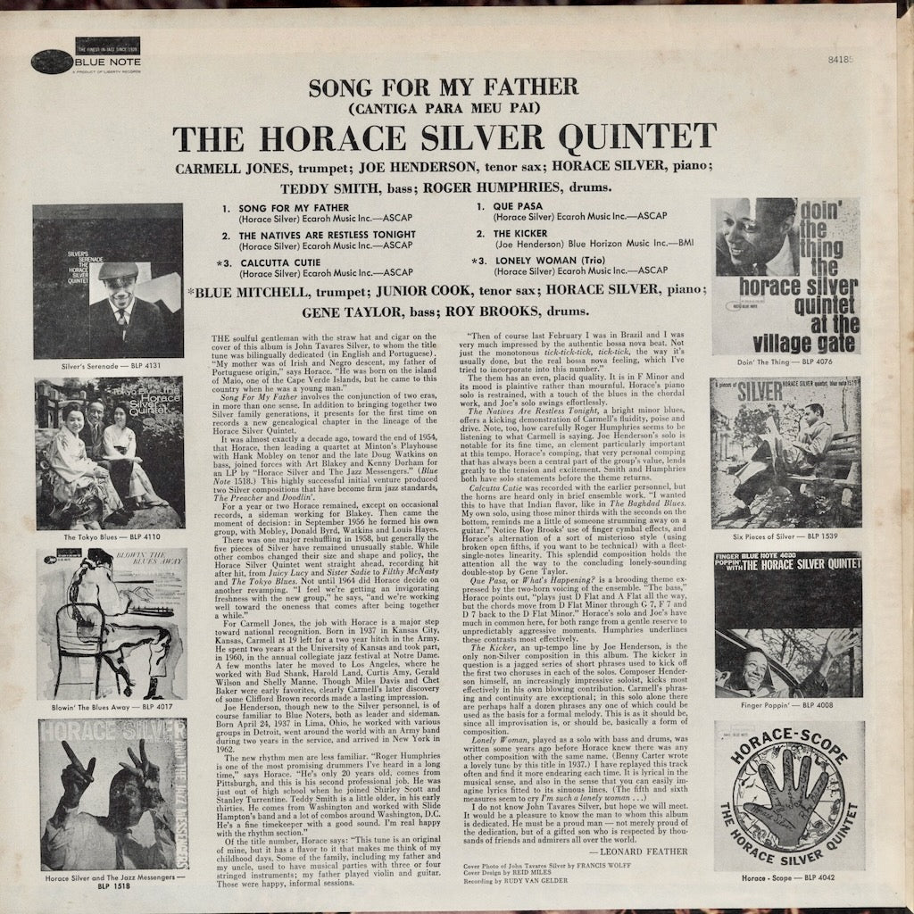 Horace Silver - Song For My Father (BST 84185) 1966 US Blue Note｜中古LP