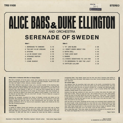 Alice Babs & Duke Ellington / アリス・バブス　デューク・エリントン / Serenade To Sweden (TRS 11100)