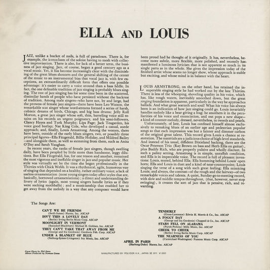 Ella Fitzgerald, Louis Armstrong - Ella and Louis (18MJ 9024) 1981 JPN Verve｜中古LP