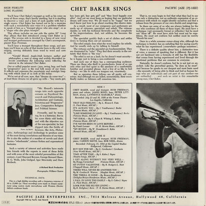 Chet Baker / チェット・ベイカー / Chet Baker Sings (PAJ-70224)