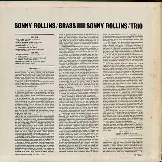 Sonny Rollins - Brass and Trio (MV 2082) 1974 JPN Verve｜中古LP