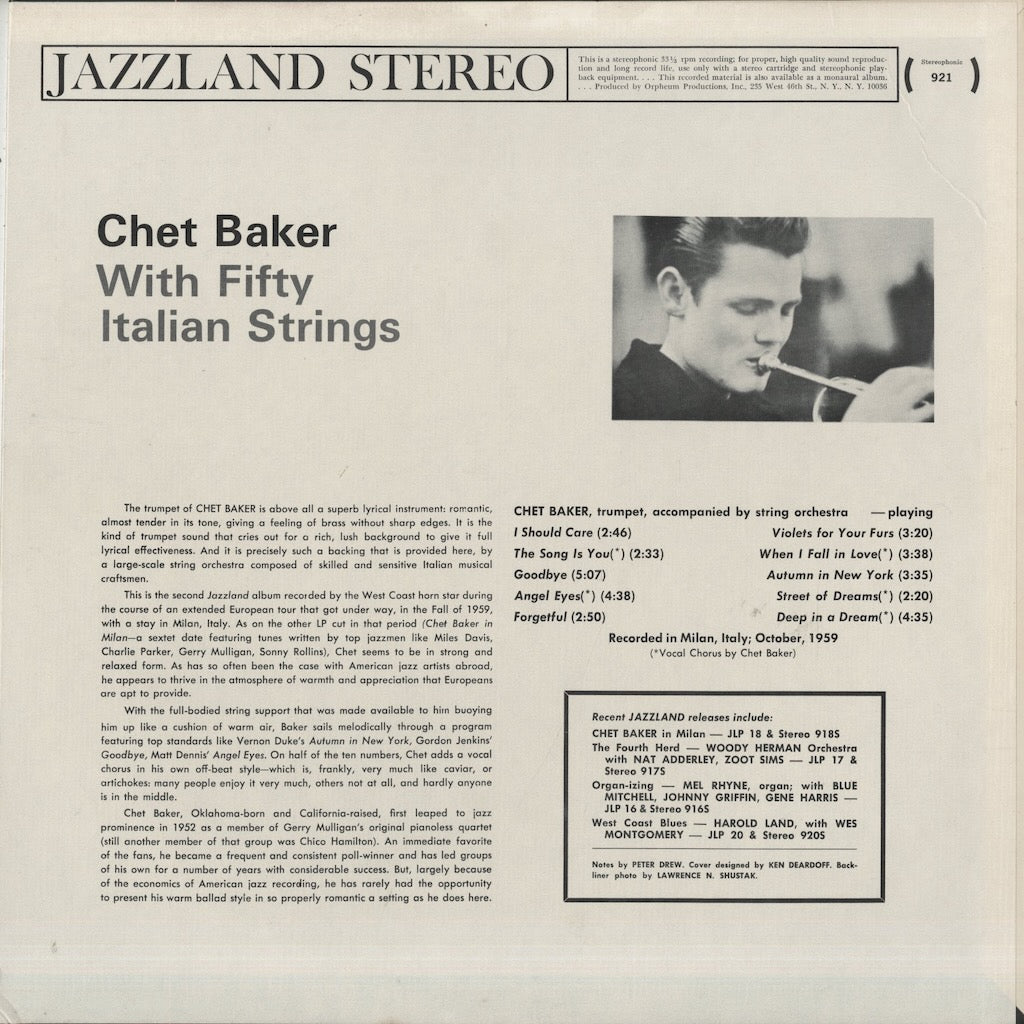 Chet Baker / チェット・ベイカー / Chet Baker With Fifty Italian Strings (JLP 21)