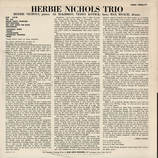 Herbie Nichols - Herbie Nichols Trio (GXK 8121) 1979 JPN Blue Note｜中古LP